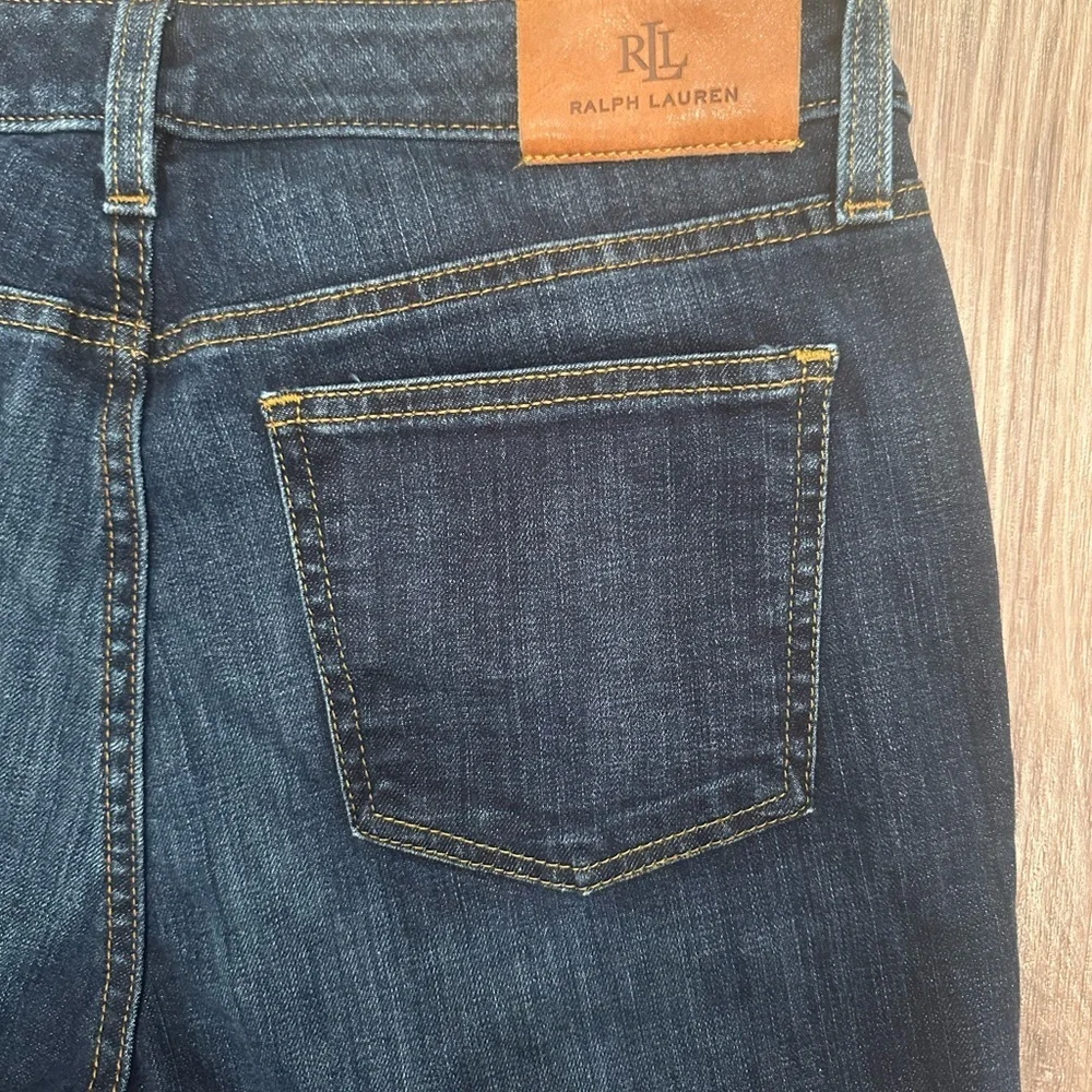 Lauren Ralph Lauren Blue Straight Leg Jeans Dark Wash 10 Petite Minimalist - Picture 4 of 11